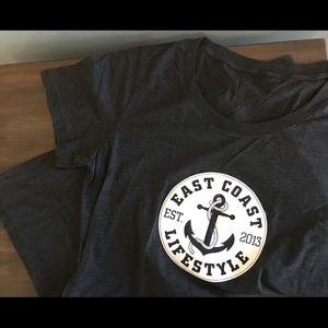 East Coast Lifestyle Ladies Tee Size XL Grey NWOT